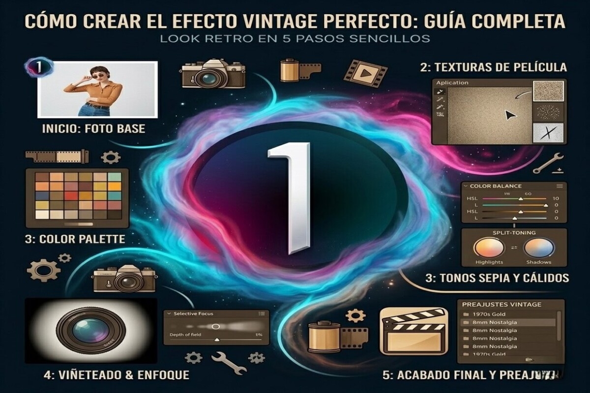 efecto vintage en fotos antes y después edición retro