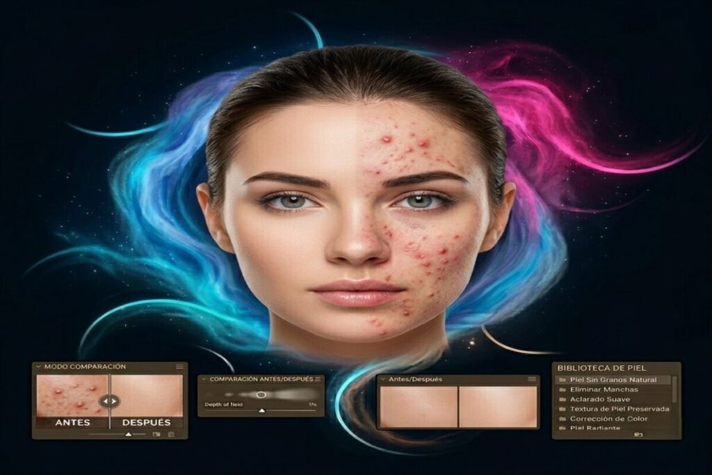 eliminar granos de la cara en fotos edición antes y después